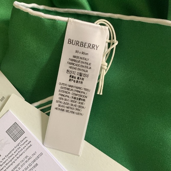 Burberry Equestrian Knight Colorblock Silk Square Scarf - Picture 5 of 6
